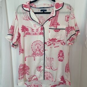 Katie Kime Dallas Toile Woven Shorty Pajama Set NWT